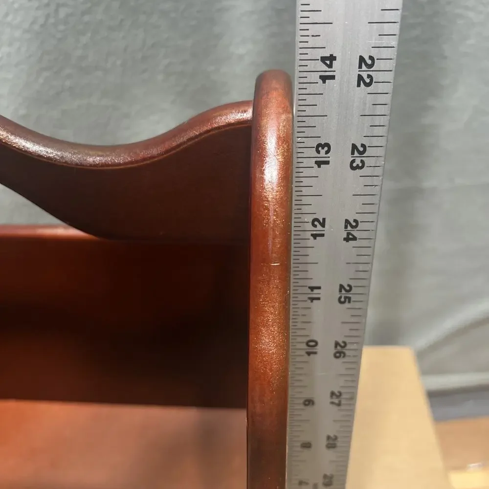 Vintage MCM Solid Wood Butterfly Design Magazine Book Record Rack Holder